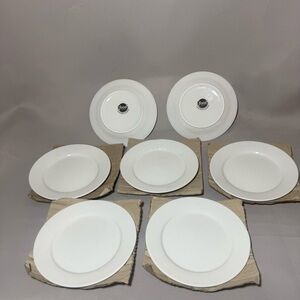 Set of 7 Food Network 8” Dinner Salad Plates White